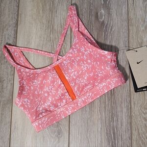 NEW Nike little girl's light coral & gray patterned sports bra Size XS